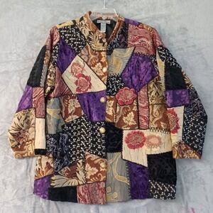 Indigo Moon 1X Jacket Purple Artsy Nothing‎ Matches Patchwork Floral Tapestry